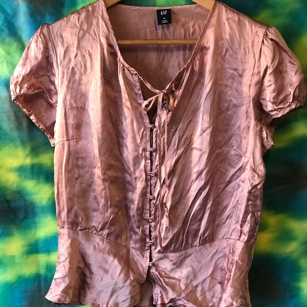 100% silk, dusty rose Gap blouse